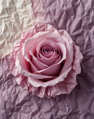 Soft rose blending into light mauve crumpled paper gradient texture background