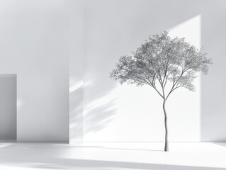 Obraz premium Minimalist Tree Silhouette in Monochrome