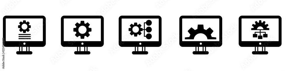 Poster loading icon vector set. update system illustration sign collection. concept of upgrade application 