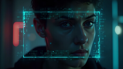 Futuristic Person with Digital Overlay, Tech Concept