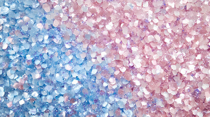 Obraz premium Colorful glittery background in pastel blue and pink with sparkling reflections for creative projects