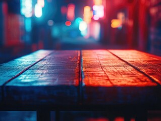 Urban Evening Serenity: Empty Table in a Dive Bar