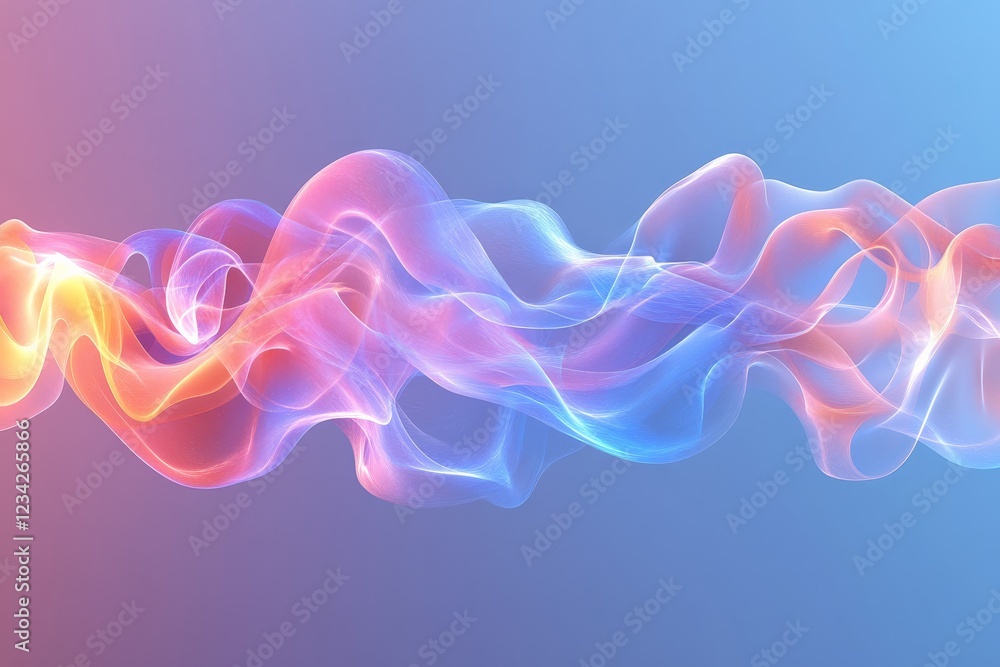 Aufkleber Colorful abstract waves create a mesmerizing visual effect against a soft blue background