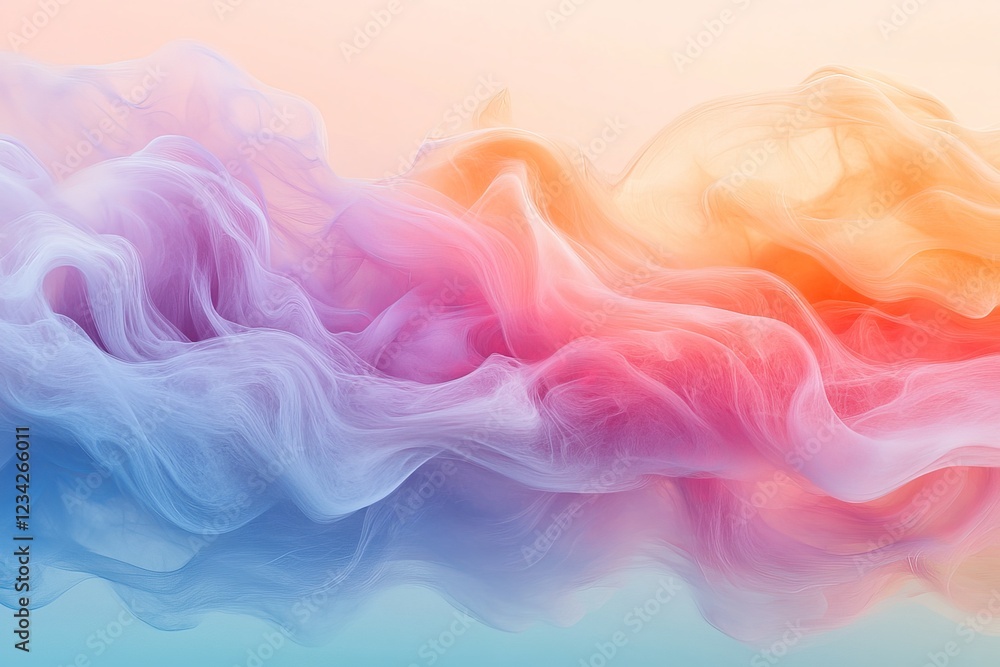 Poster colorful abstract waves of fabric creating a dreamy atmosphere in soft pastels around dusk
