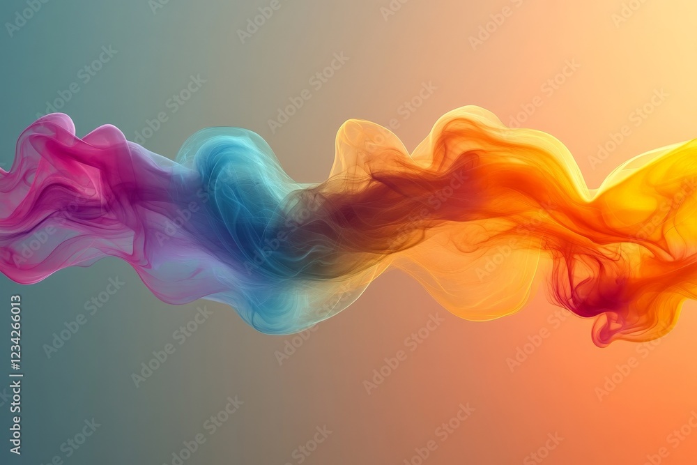 Poster colorful abstract waves blend gracefully in a smooth gradient of hues during twilight