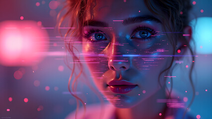 Futuristic Portrait of a woman with Neon Effects