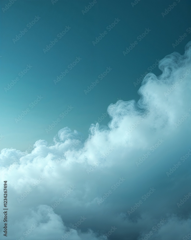 Poster a cool cyan transitioning into frosted white cloudy mist gradient background