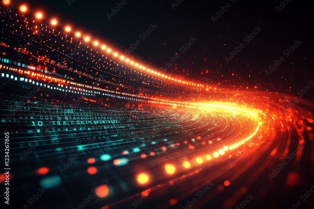 Aufkleber colorful light trails representing data flow in a digital world during nighttime