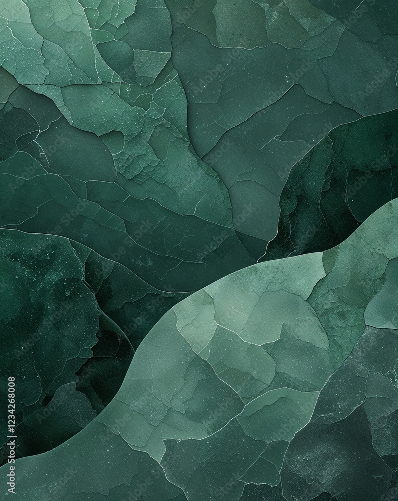 Poster a deep forest green transitioning into soft muted jade stone grain gradient background