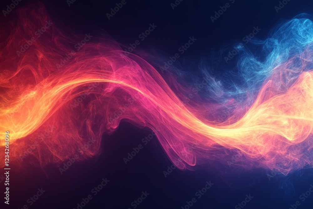 Aufkleber colorful abstract waves of light swirl against a dark background, creating a dynamic and energetic c