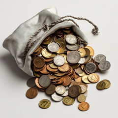Silver bag full of coins