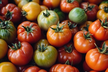 Fresh tomatoes stacked on top of each other, perfect for display or photography
