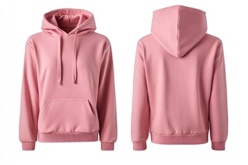 A pink hoodie with a relaxed fit and a simple design, presented on a clean white background