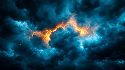 Fierce Storm Clouds with Bright Lightning