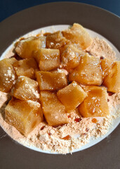 Warabimochi, traditional Japanese sweet made of bracken starch.