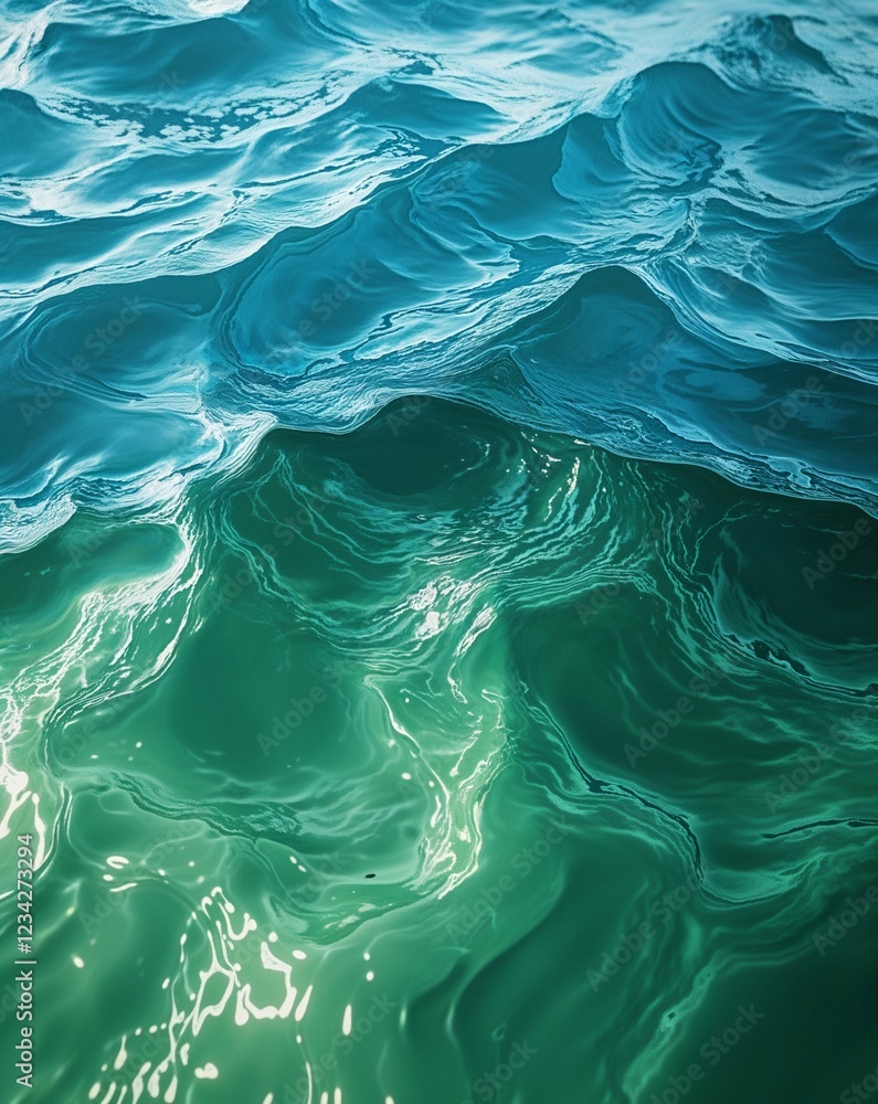 Poster cyan transitioning into sea green rippling water gradient texture background