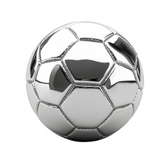 Prize metal football ball made of silver. Transparent background
