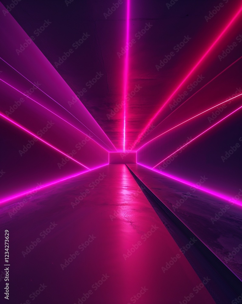 Poster deep red fading into magenta neon glow gradient background