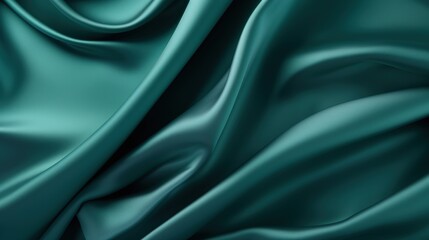 Obraz premium Luxurious Dark Teal Satin Silk Fabric with Shiny Smooth Texture for Elegant Backgrounds and Fashion Design