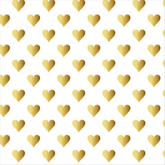 Pattern with gold hearts. Vector illustration.
