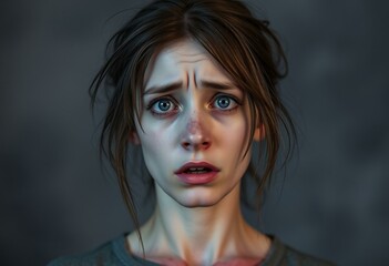 Fototapeta premium Scared female portrait with blurred background