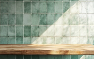 Empty, beautiful wooden tabletop counter on an interior background with a copy space area for product, editorial, or text. 