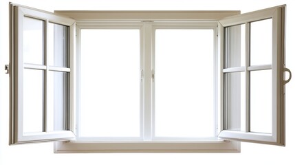 Open White Window in a Minimalist Interior Space Allowing Natural Light and Fresh Air