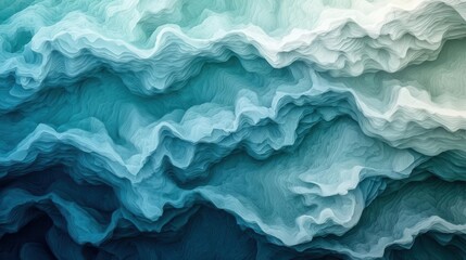 A captivating abstract texture of layered waves in soothing blue and white, evoking calmness and depth in a modern design.