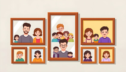 Family Portraits in Frames, Three Generations, Love, Home