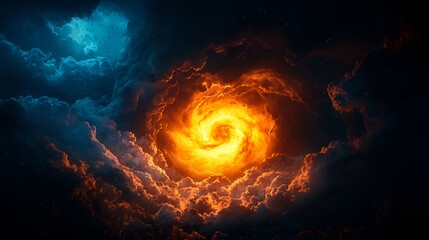 Fiery Cosmic Swirl in Dark Nebula