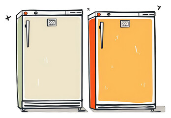 Two Retro Refrigerators Stand Side by Side