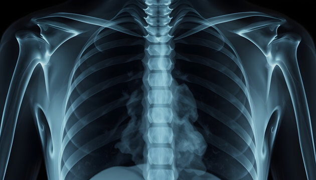 Normal chest X-ray of old patient . You can seen calcification at rib , trachea , bronchus . Front view , with white tonespng