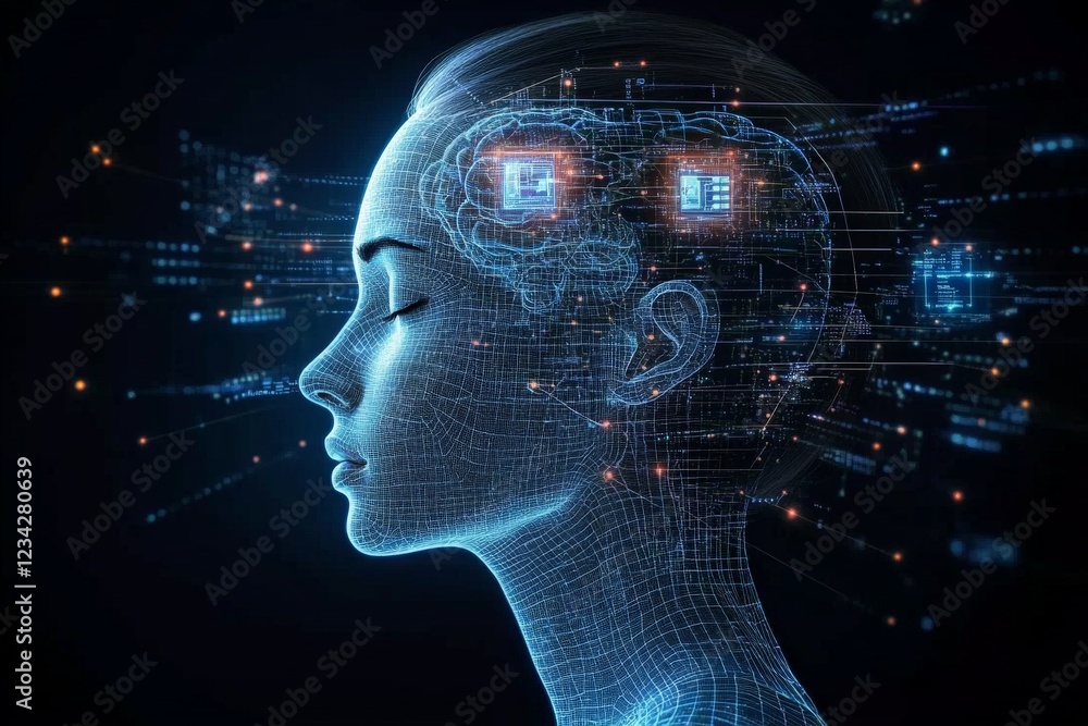 Poster exploring the fusion of technology and human cognition in a digital representation