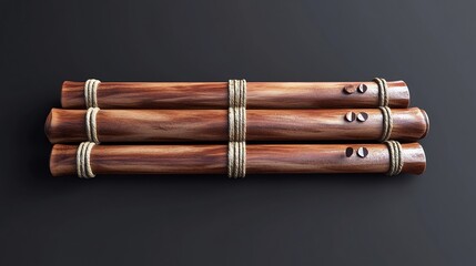 Three Wooden Cylinders Bound Together with Rope: A Study in Texture and Form