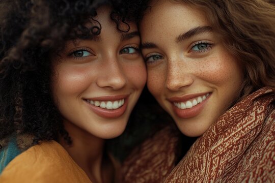 Two happy women posing together for a photo shoot
