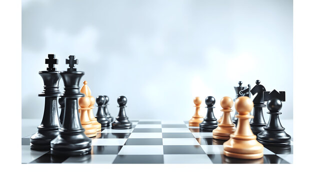 image of chess game business competition strategy leadership and success concept , with white tonespng