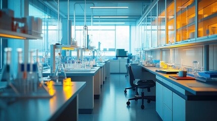 Fototapeta premium Modern laboratory showing glassware and equipment for scientific research