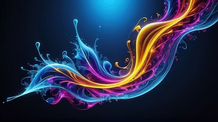 Vibrant abstract waves of glowing blue, purple, and gold, symbolizing creativity, fluidity, and motion against a dark background.