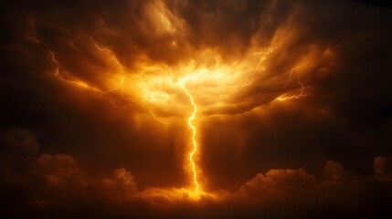 Obraz premium Fiery Lightning Storm in Dark Sky