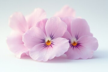 A collection of pink flowers placed on a white surface