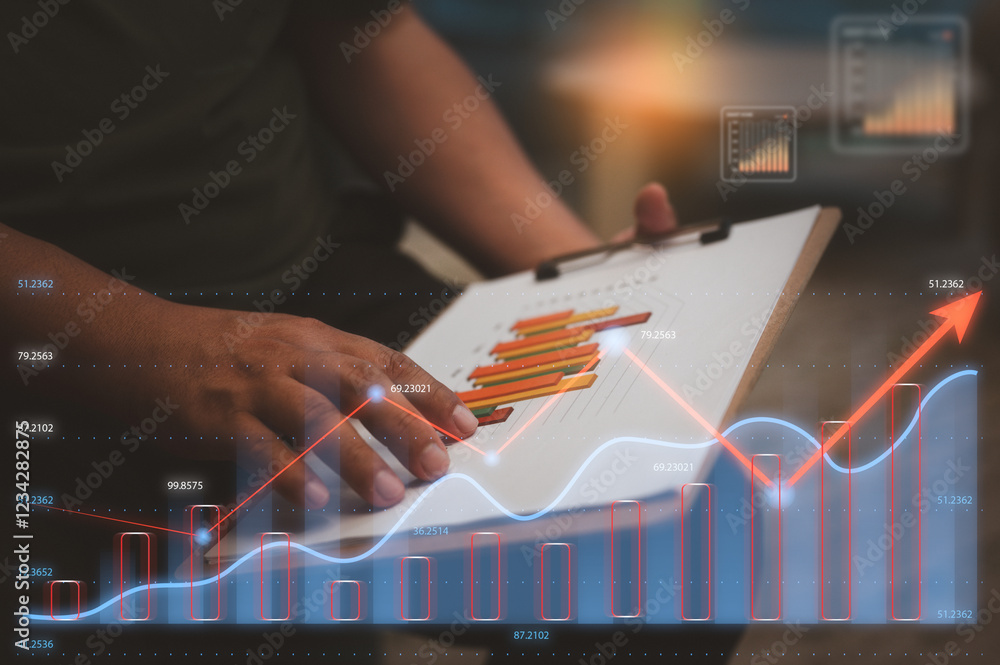 Poster investment financial concept business finance data analytics graph.financial management technology. 