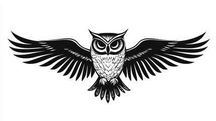 Obraz premium owl in tribal style tatto design isolated on white background