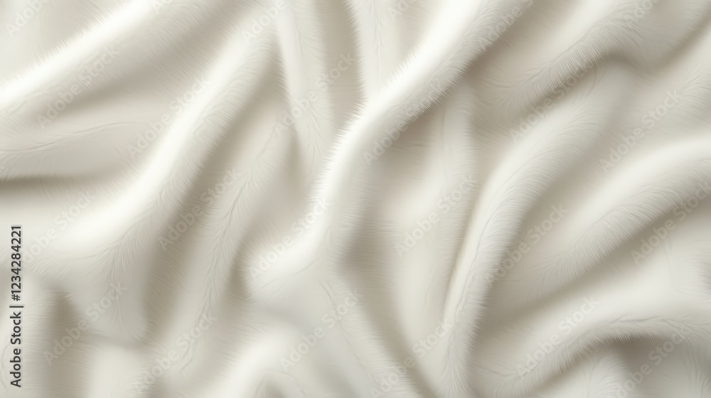Poster soft and delicate white fabric draped elegantly with subtle textures and warm background ideal for v