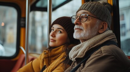 Elderly Couple Waiting on Public Transportation