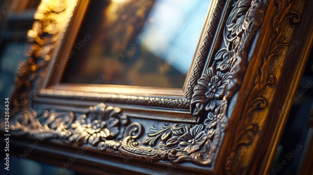 Poster close up shot of a picture frame with a blurred image inside