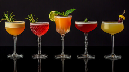 Variety of vibrant and flavorful mocktails Non-alcoholic drinks crafted to replicate the taste, style