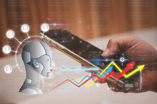 Ai technology and Social Media, a man using smartphone typing on application communication digital web and social network input data or promt to generate something by ai