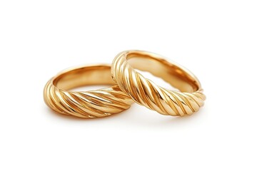 Naklejka premium Forever in Gold: Elegant Wedding Rings, Isolated on White Background, Perfect for Invitations, Cards, and Website 