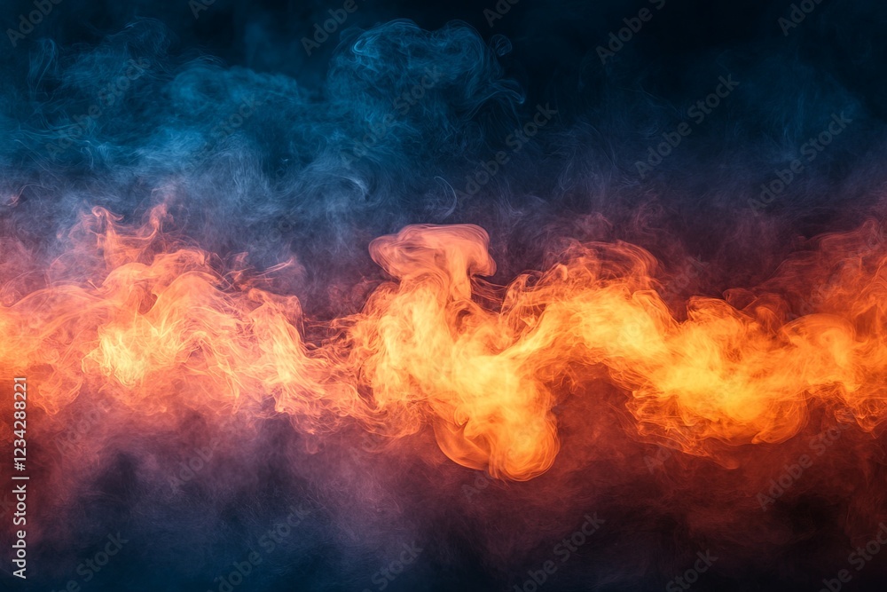 Aufkleber beautiful swirling flames and smoke create an abstract design with vibrant colors in a dark backgrou