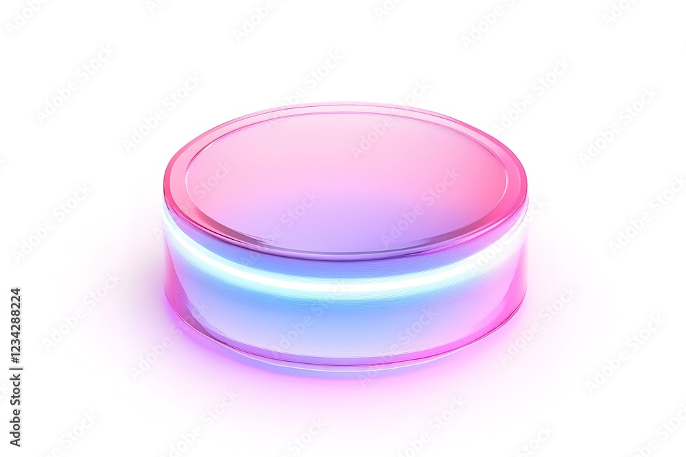 Poster abstract pastel circular led base: futuristic tech design element for modern interfaces, websites, a